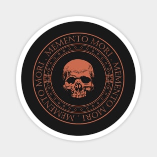 Memento Mori III (Rust) - Memento Mori Skull Logo - Skeleton Art - Latin Phrase Quotes Magnet